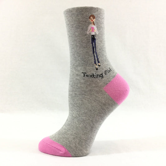 Cool Texting Girl Crew Socks - Premium simple from Tooksie - Just $7.99! Shop now at Tooksie