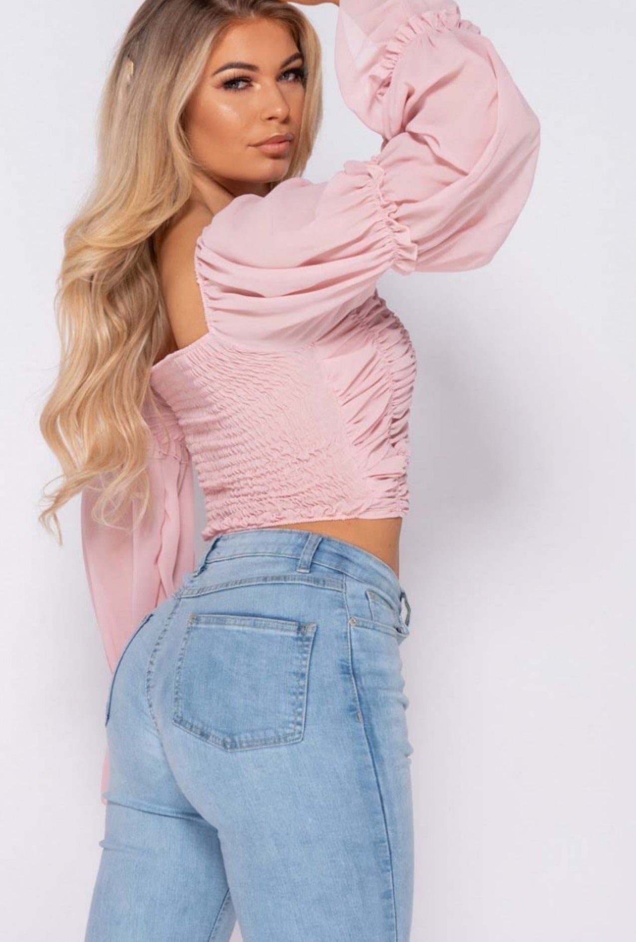 Pink Ruched Bardot Top - Premium variable from Tooksie - Just $29.99! Shop now at Tooksie
