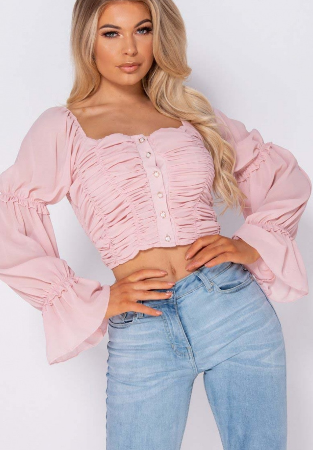 Pink Ruched Bardot Top - Premium variable from Tooksie - Just $29.99! Shop now at Tooksie
