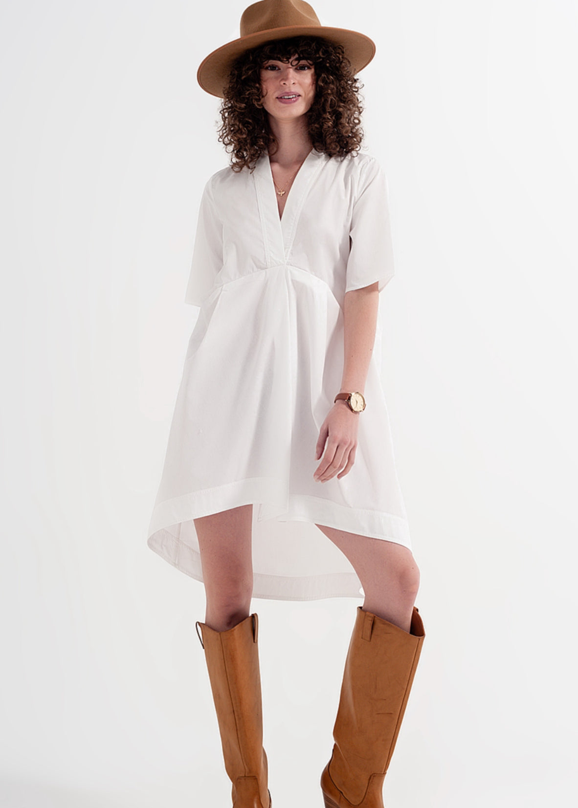 White Empire Waistline Dress - Premium variation from Tooksie - Just $39.99! Shop now at Tooksie