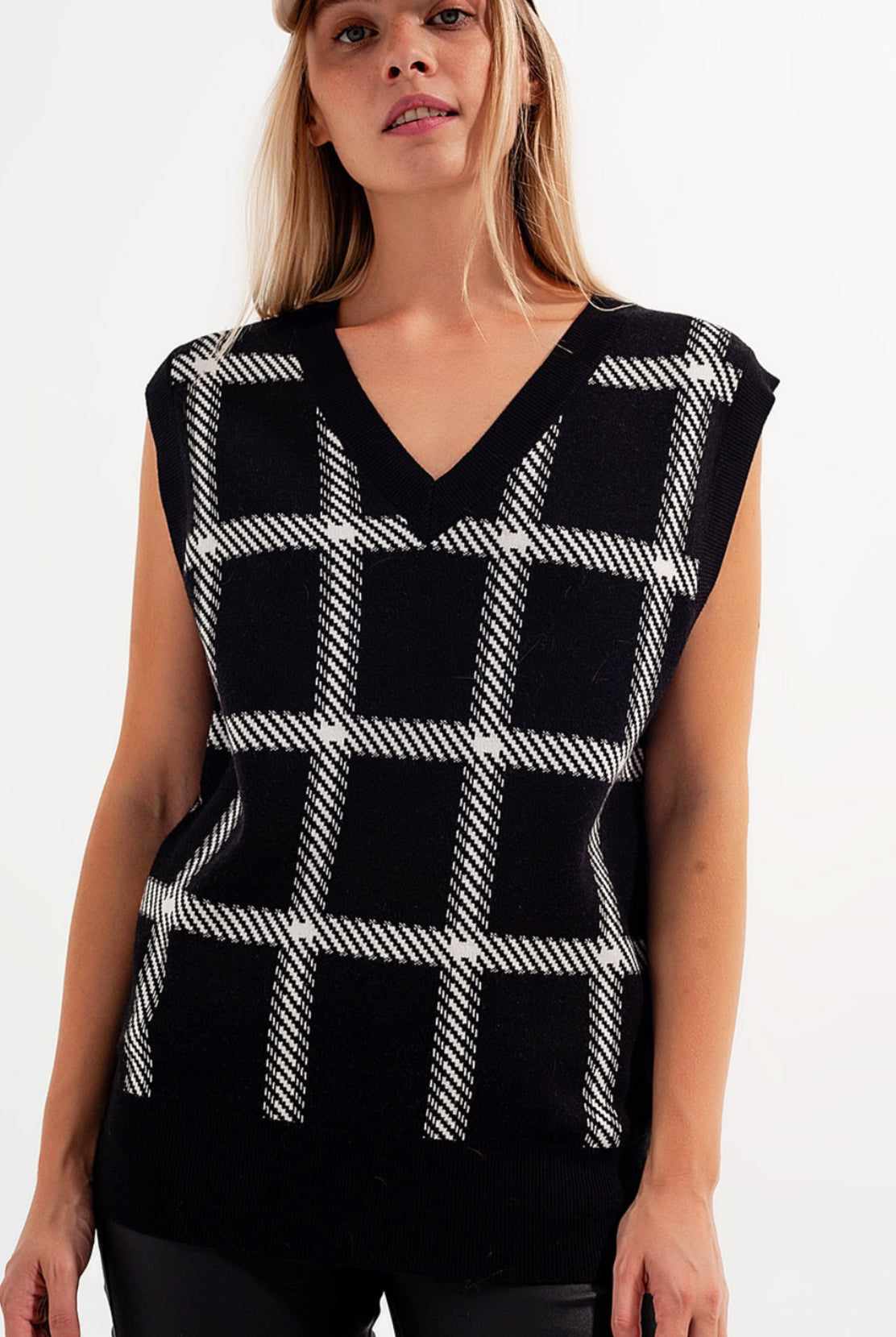 Black & White Knitted Sweater Vest - Premium variable from Tooksie - Just $42.99! Shop now at Tooksie