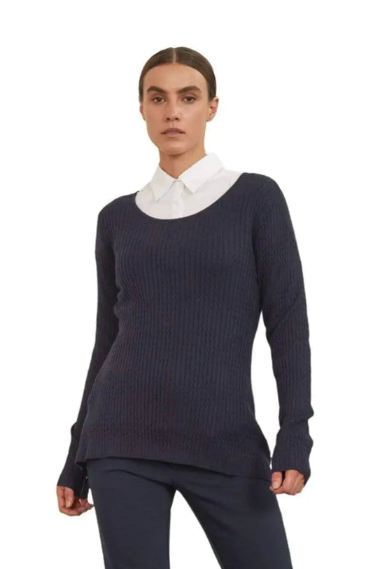 Navy Cable Knit Sweater - Premium variable from Tooksie - Just $27.99! Shop now at Tooksie
