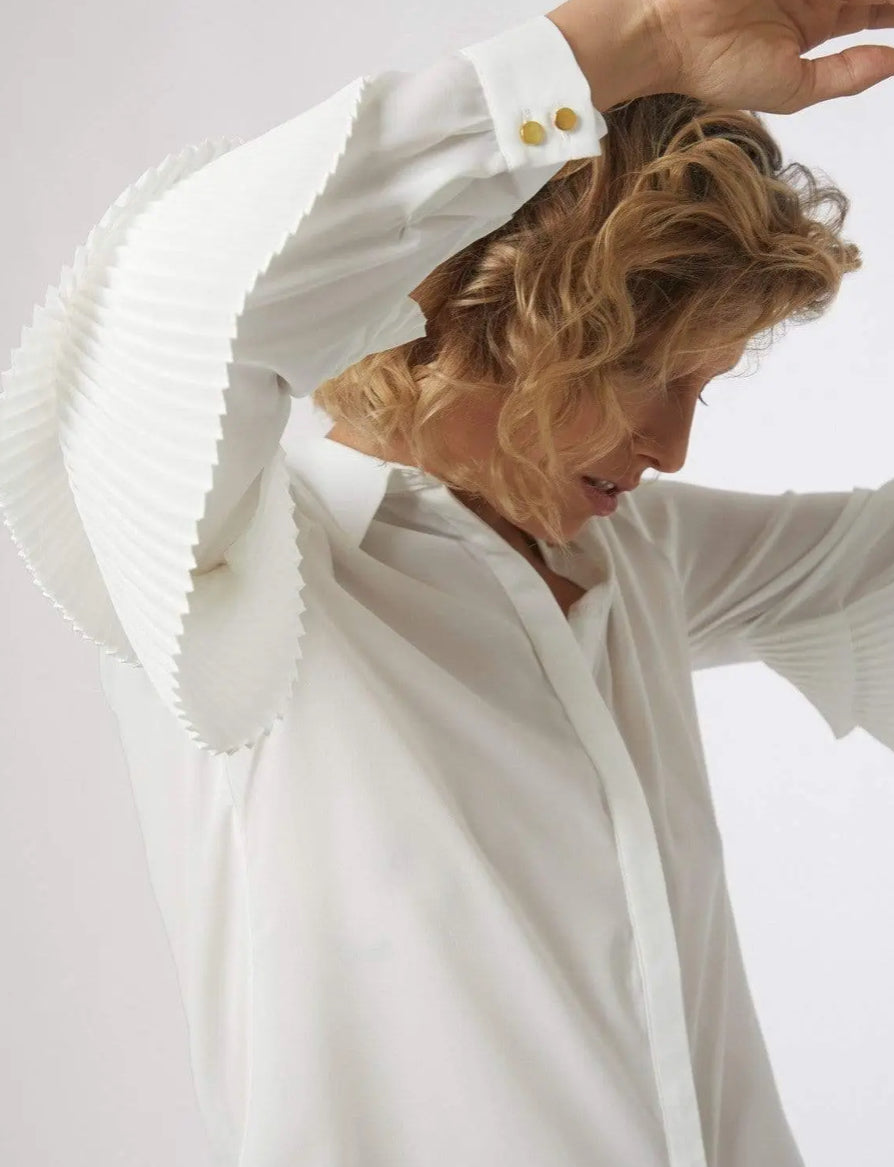 White Pleat Detail Blouse - Premium variable from Tooksie - Just $29.99! Shop now at Tooksie