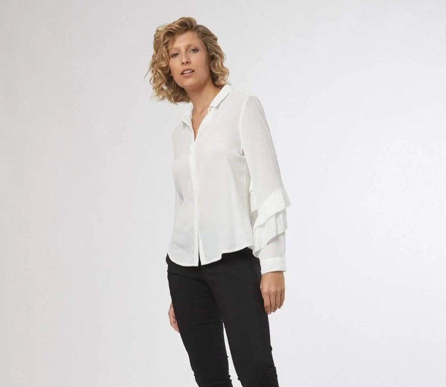 White Pleat Detail Blouse - Premium variable from Tooksie - Just $29.99! Shop now at Tooksie