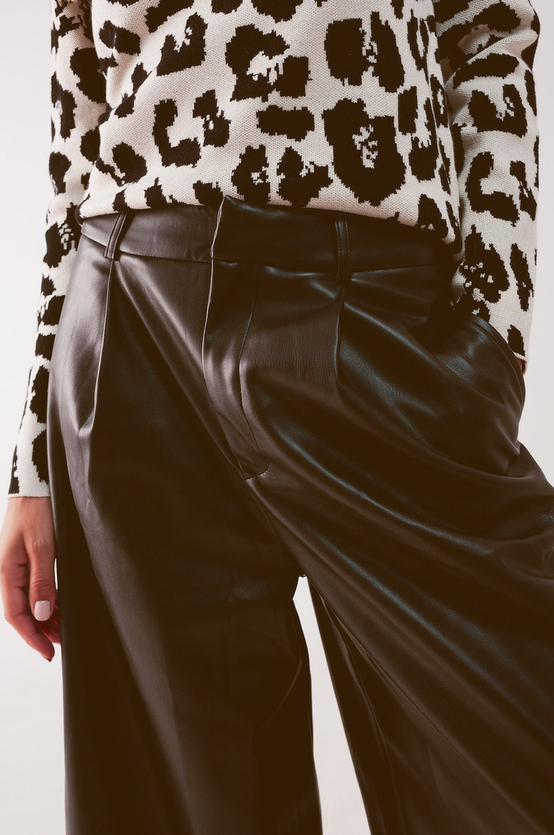 Black Faux Leather Wide Leg Culottes - Premium variable from Tooksie - Just $54.99! Shop now at Tooksie