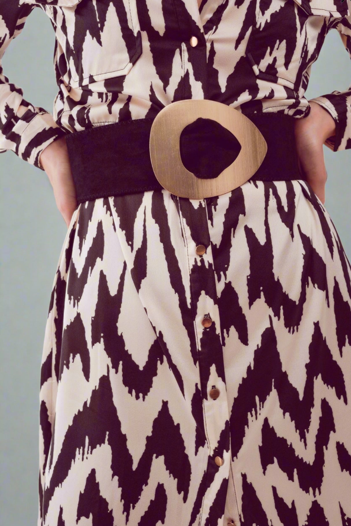 Allover Zigzag Print Shirt Dress - Premium variable from Tooksie - Just $47.99! Shop now at Tooksie