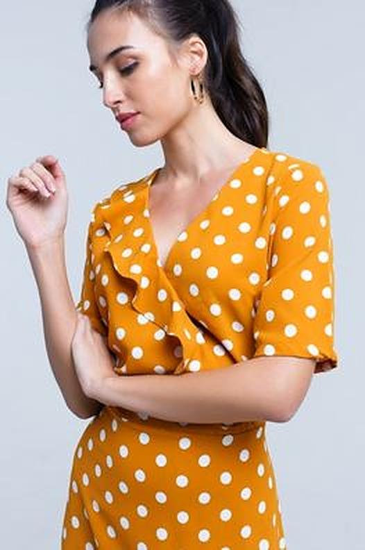 Mustard Polka Dot Dress - Premium variable from Tooksie - Just $41.99! Shop now at Tooksie