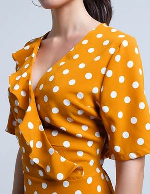 Mustard Polka Dot Dress - Premium variable from Tooksie - Just $41.99! Shop now at Tooksie