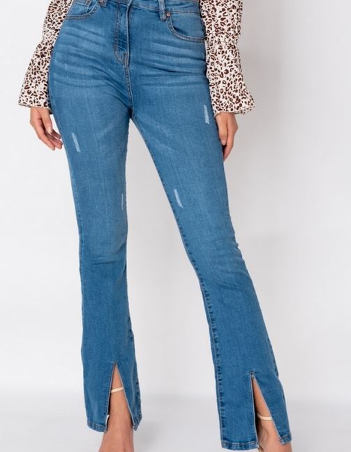 Split Hem Flared Jeans - Premium variable from Tooksie - Just $32.99! Shop now at Tooksie