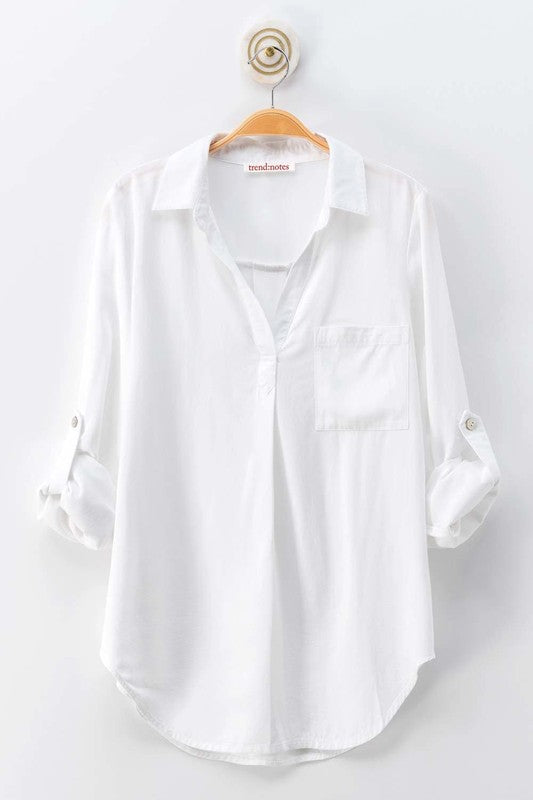 White V Neck Shirt - Premium variable from Tooksie - Just $29.99! Shop now at Tooksie