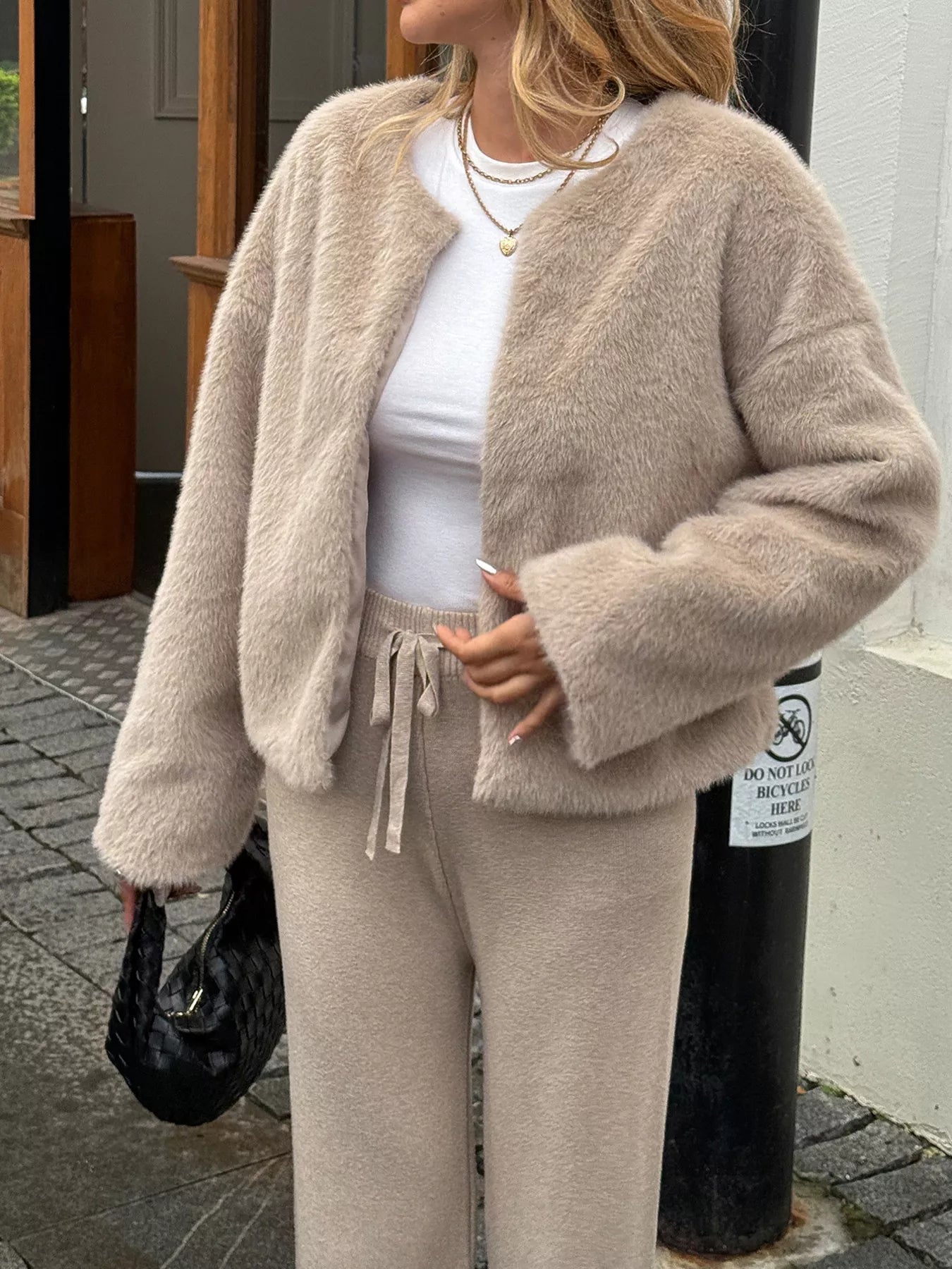 Collarless Open Front Jacket - Premium variable from Tooksie - Just $73.99! Shop now at Tooksie