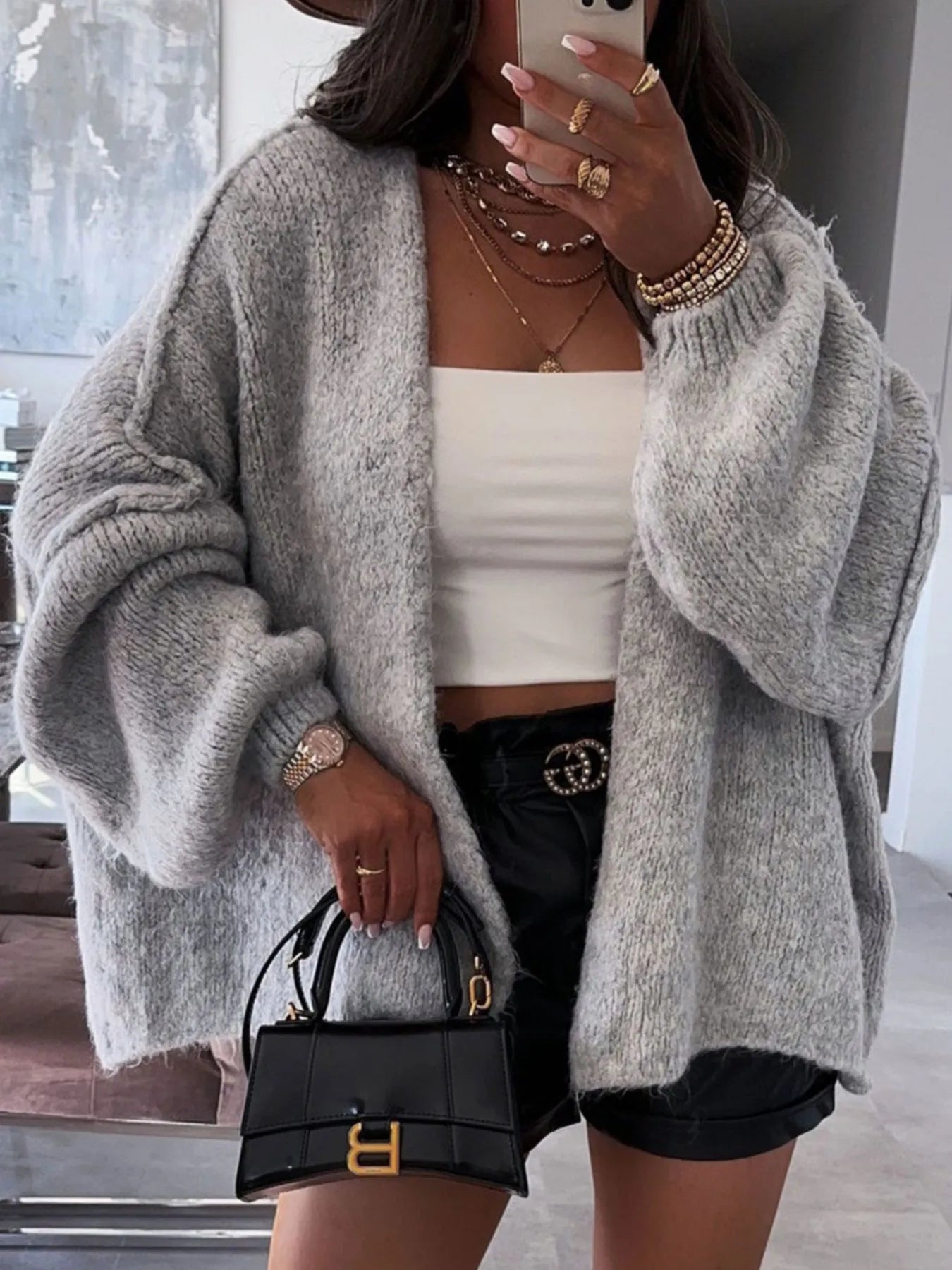 Open Front Dropped Shoulder Cardigan - Premium variable from Tooksie - Just $44.99! Shop now at Tooksie