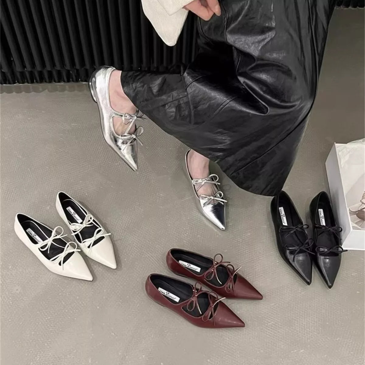 Bow Pointed Toe Flats - Premium variable from Tooksie - Just $62.99! Shop now at Tooksie