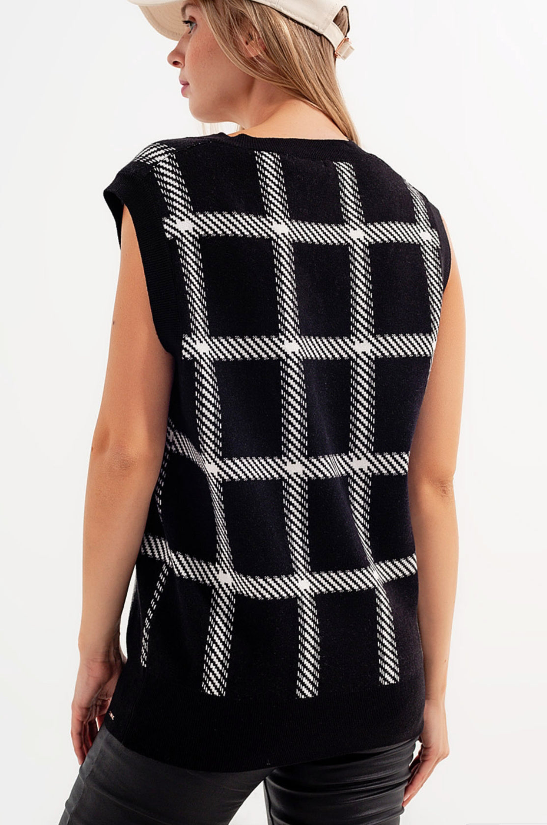 Black & White Knitted Sweater Vest - Premium variable from Tooksie - Just $42.99! Shop now at Tooksie