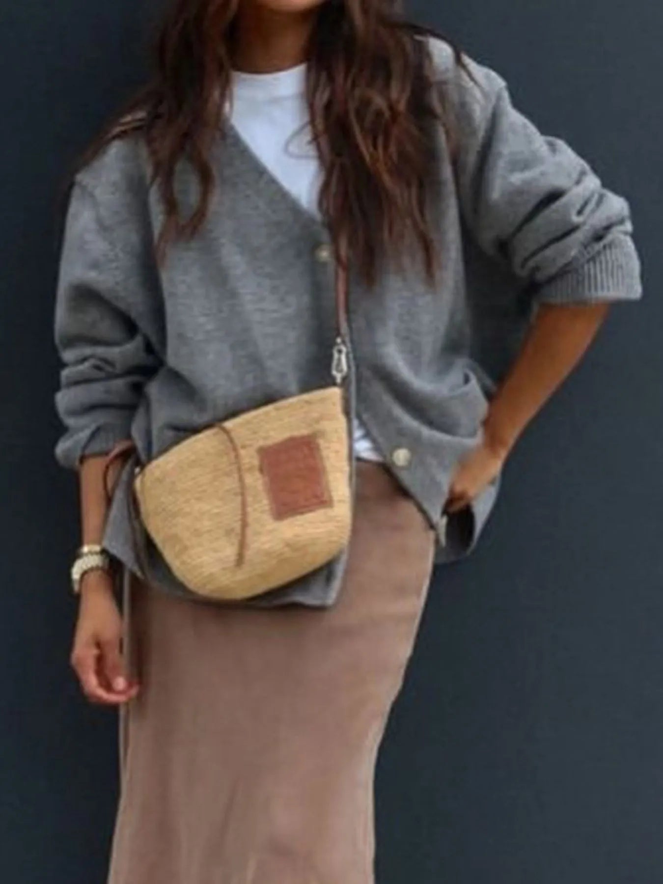 Button-Front Long Sleeve Cardigan - Premium variable from Tooksie - Just $59.99! Shop now at Tooksie