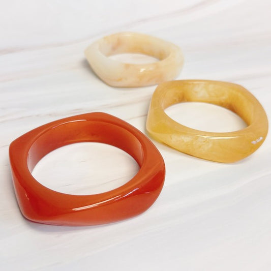 Modern Retro Sculpted Square Resin Bangle - Premium variable from Tooksie - Just $14.99! Shop now at Tooksie