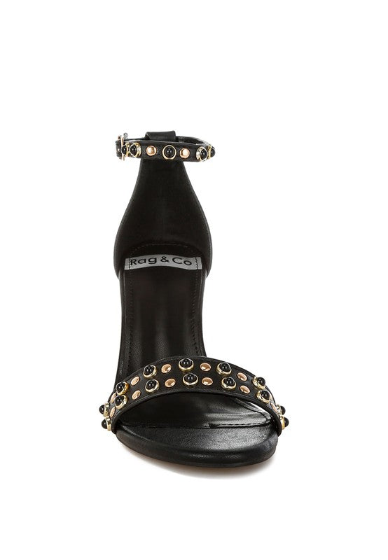 Stud Embellished Wedge Sandals - Premium variable from Tooksie - Just $63.99! Shop now at Tooksie