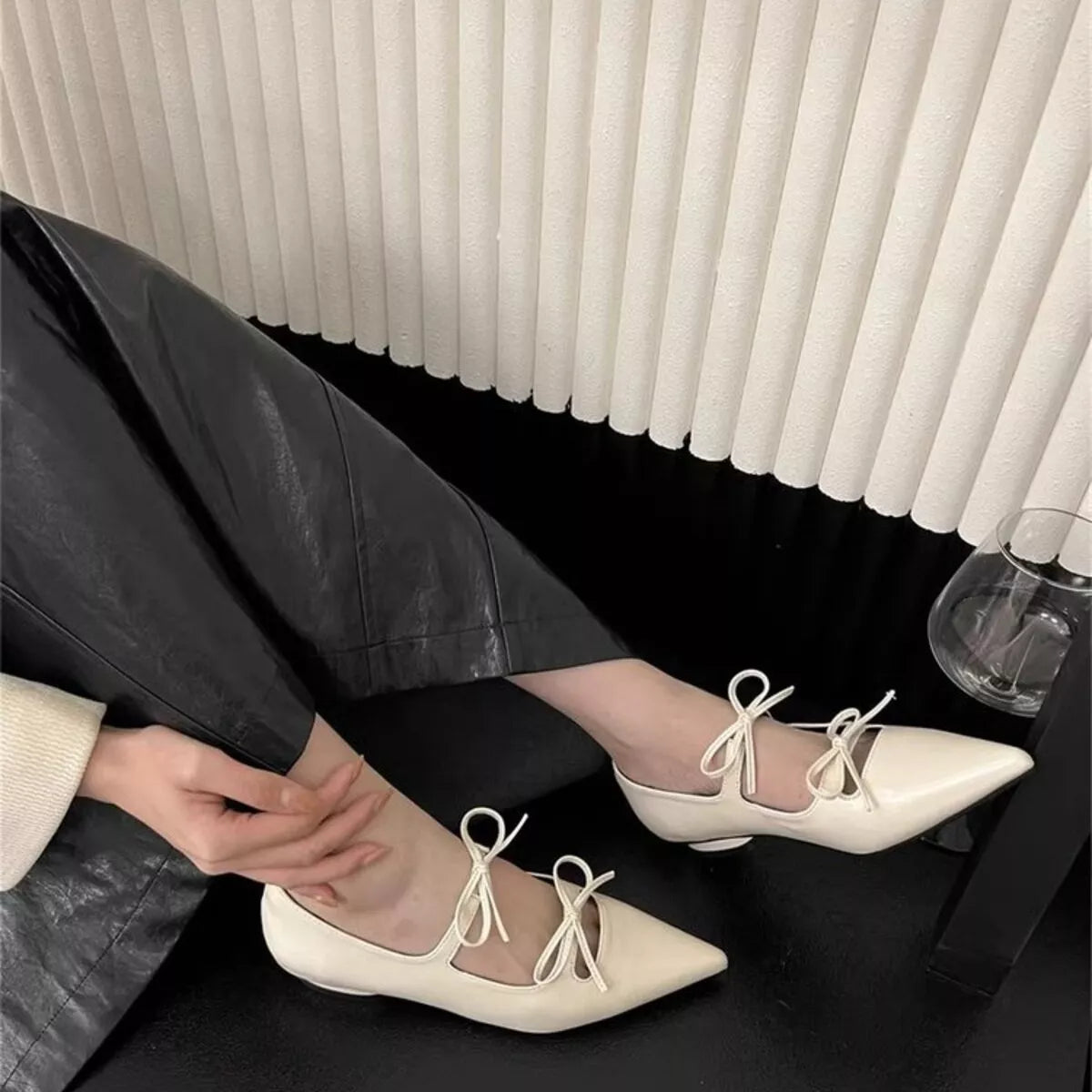 Bow Pointed Toe Flats - Premium variable from Tooksie - Just $62.99! Shop now at Tooksie