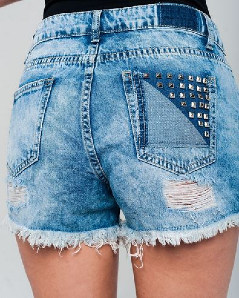 Studded Denim Shorts - Premium variable from Tooksie - Just $36.99! Shop now at Tooksie