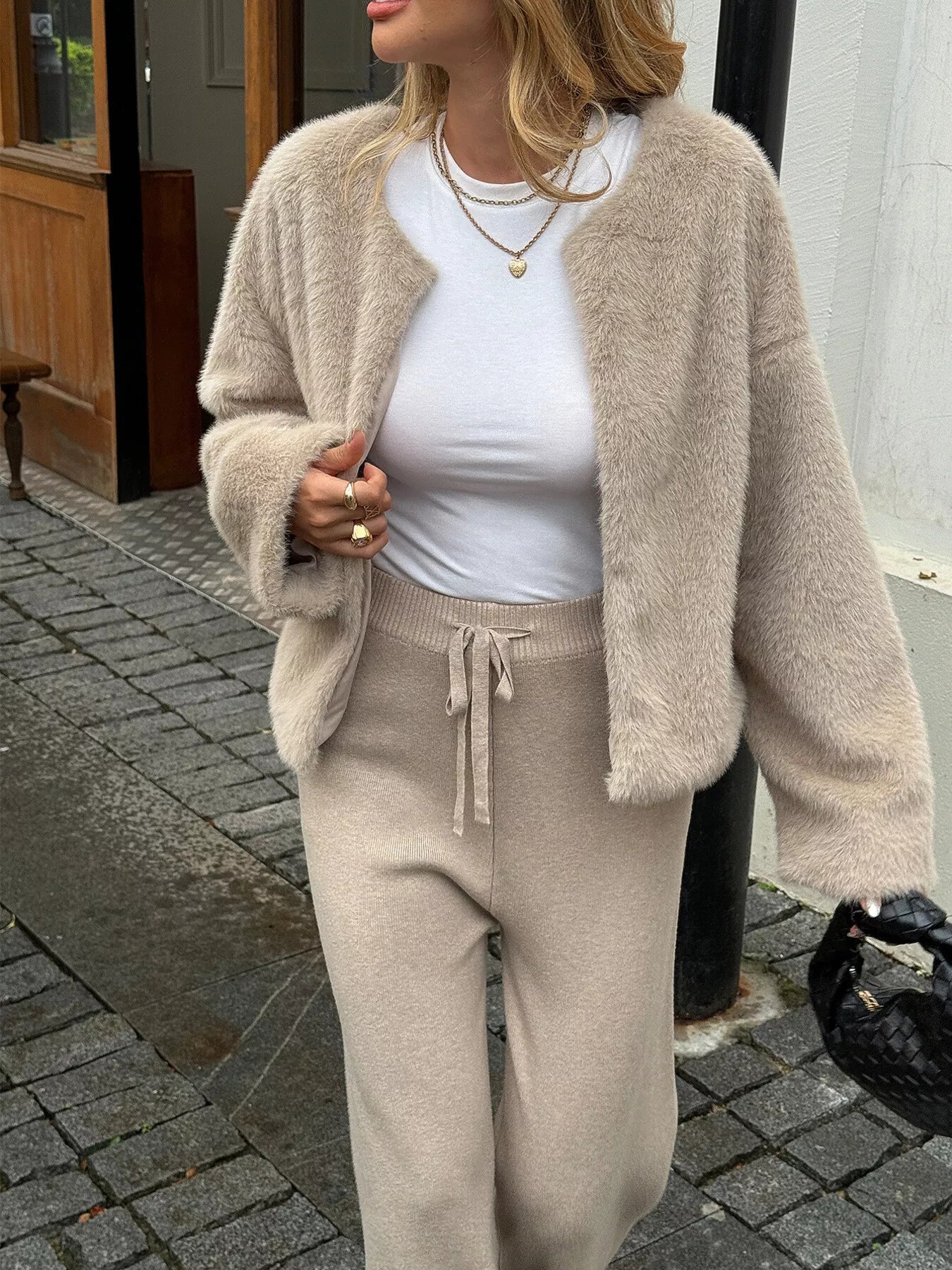 Collarless Open Front Jacket - Premium variable from Tooksie - Just $73.99! Shop now at Tooksie