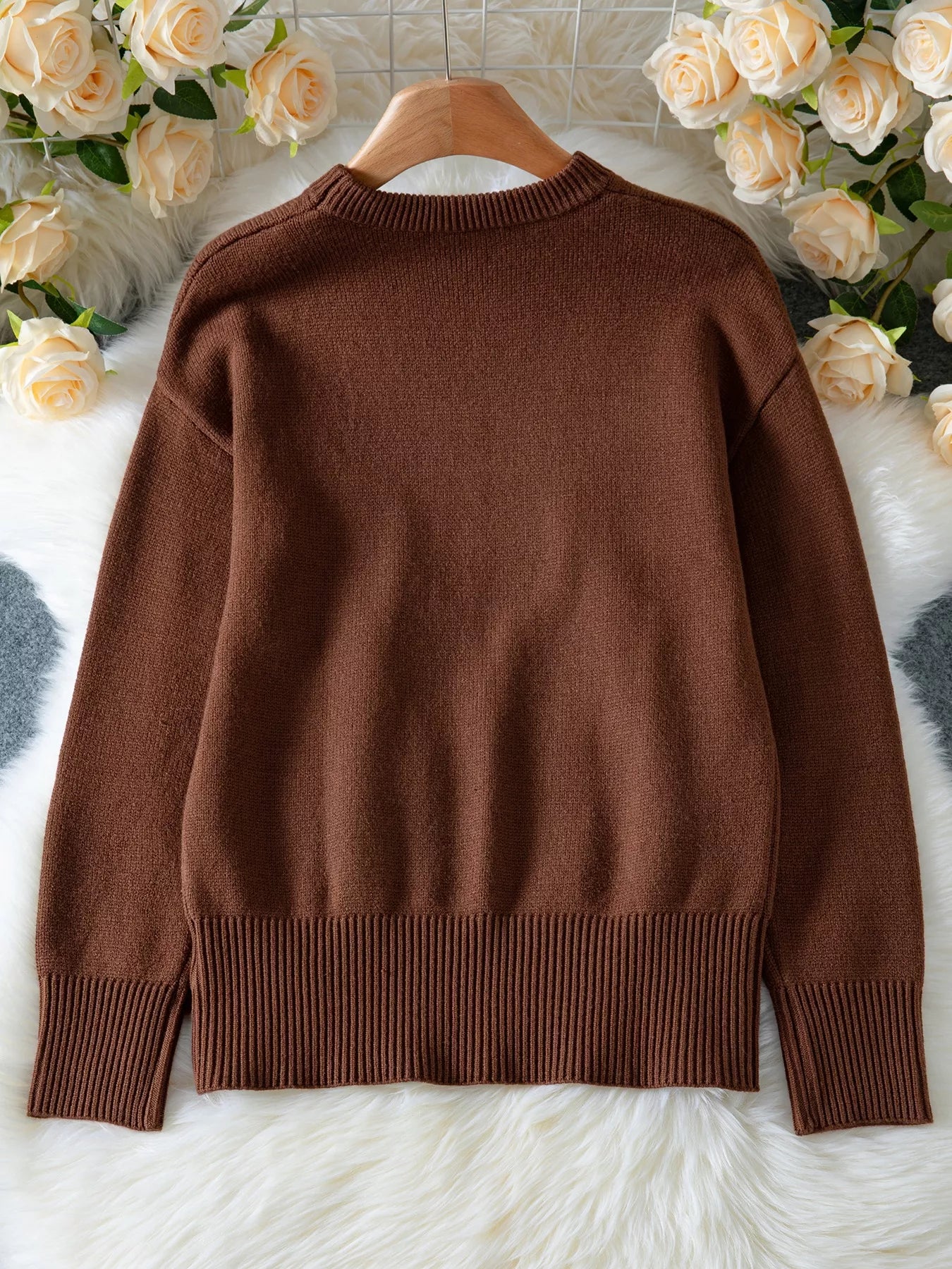 Ribbed Hem Crew Neck Sweater - Premium variable from Tooksie - Just $36.99! Shop now at Tooksie