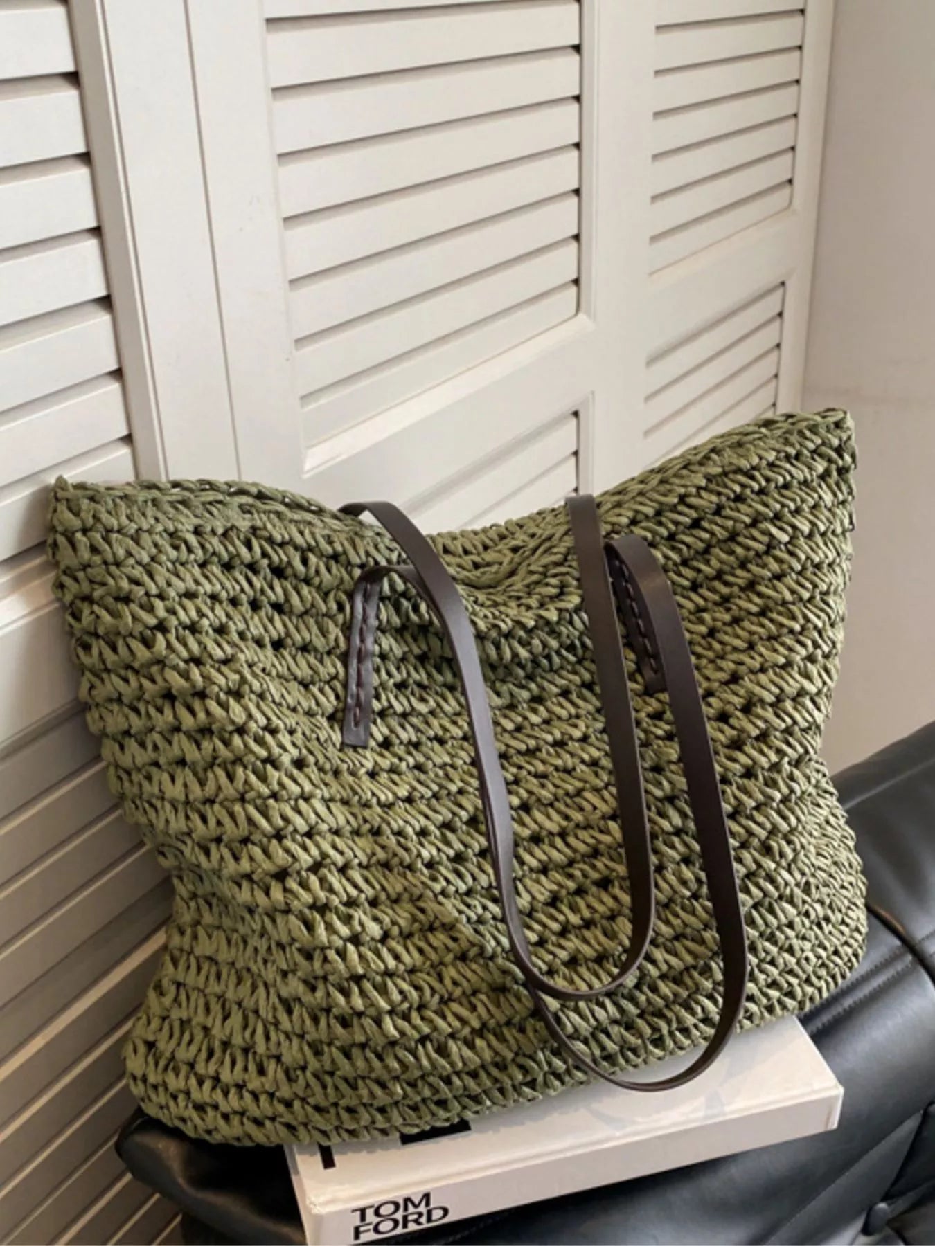 Woven Straw Shoulder Bag - Premium from Trendsi - Just $31.99! Shop now at Tooksie