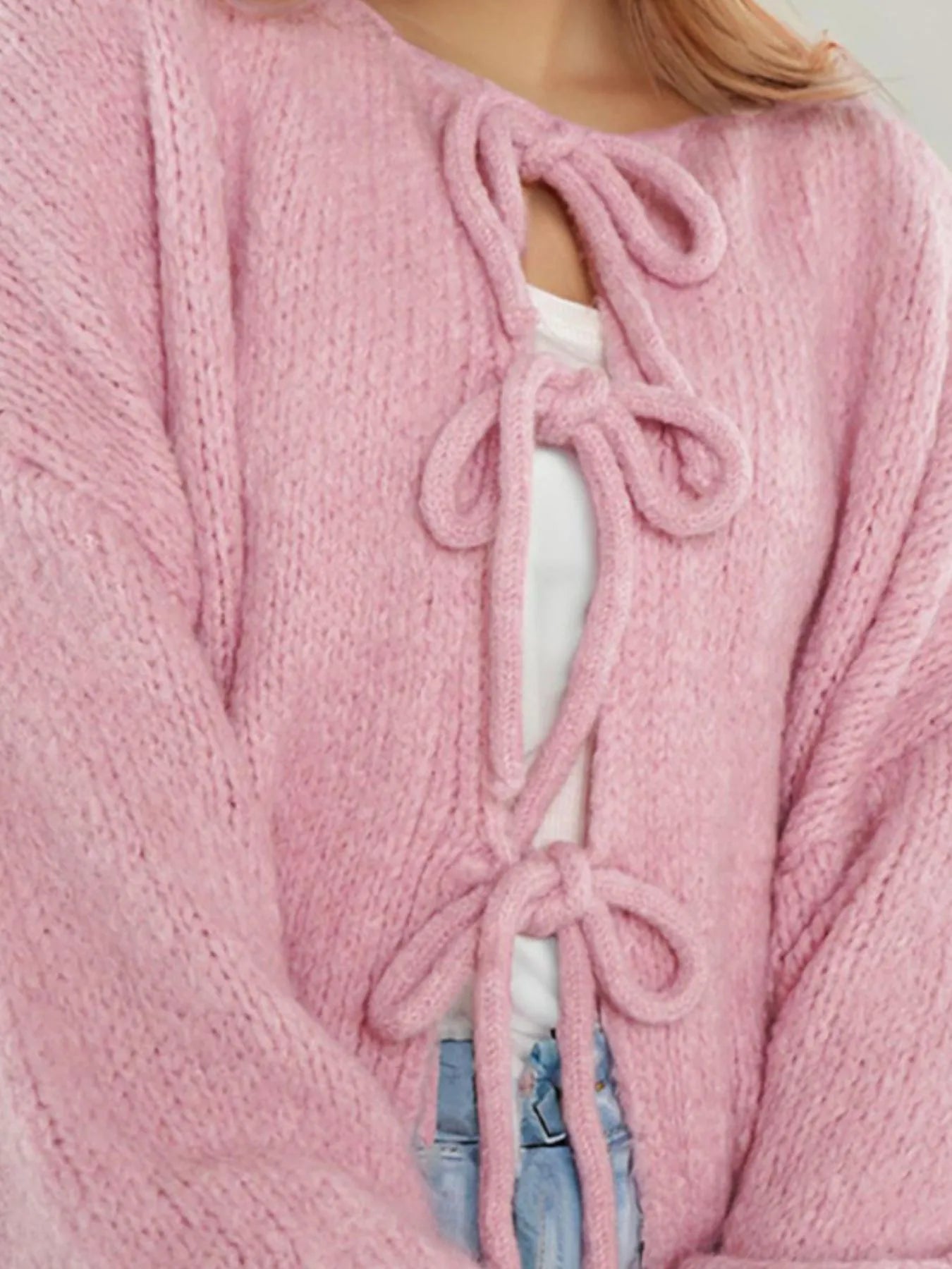 Bow Tie Front Knit Cardigan - Premium variable from Tooksie - Just $42.99! Shop now at Tooksie