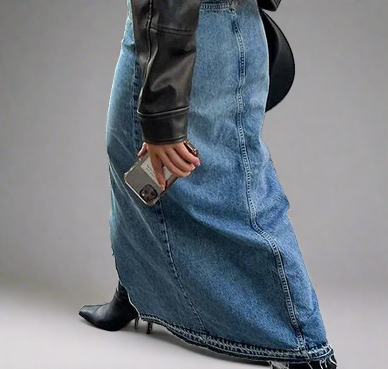 Denim Maxi Skirt - Premium variable from Tooksie - Just $39.99! Shop now at Tooksie