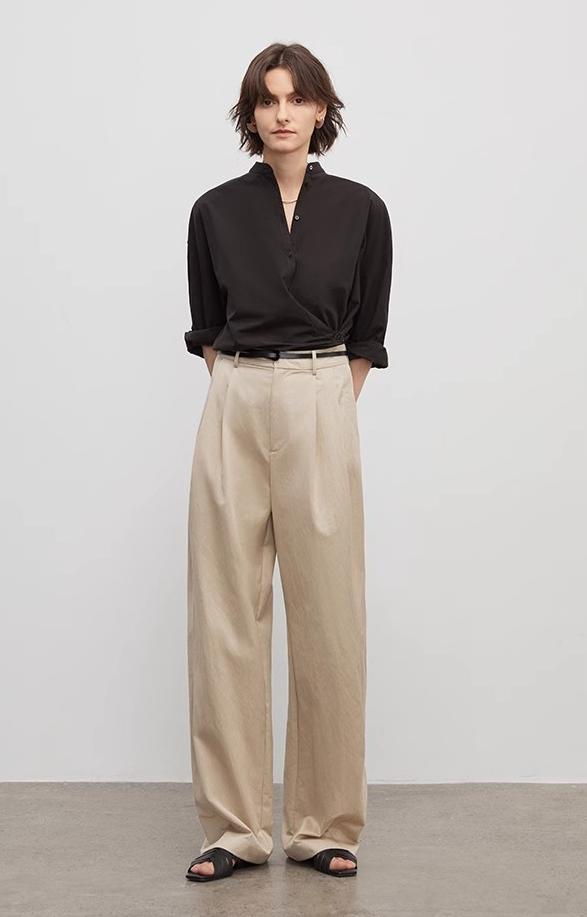 Double Pleat Wide Leg Trousers - Premium variable from Tooksie - Just $110.99! Shop now at Tooksie