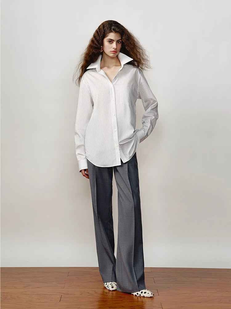 Classic Striped Shirt - Premium Women's Fashion - Women's Clothing - Blouses & Shirts from Tooksie - Just $53.99! Shop now at Tooksie