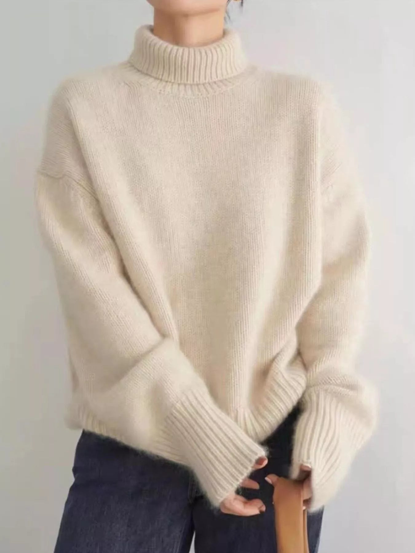 Turtleneck Dropped Shoulder Sweater - Premium variable from Tooksie - Just $35.99! Shop now at Tooksie