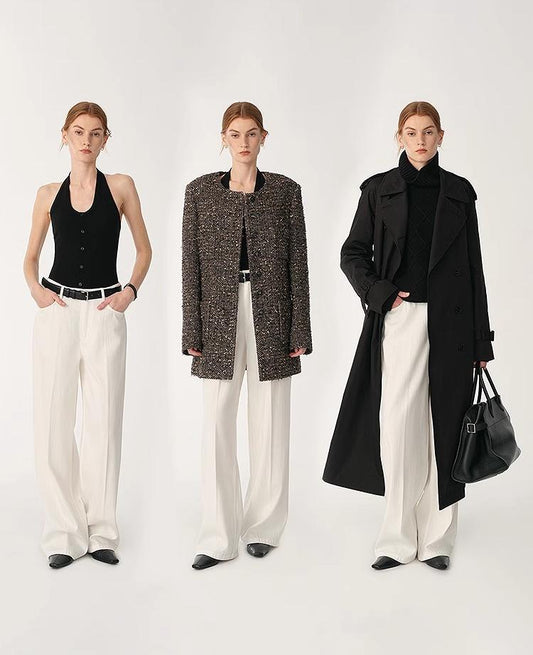 White Wide-Leg Trousers - Premium variable from Tooksie - Just $109.99! Shop now at Tooksie