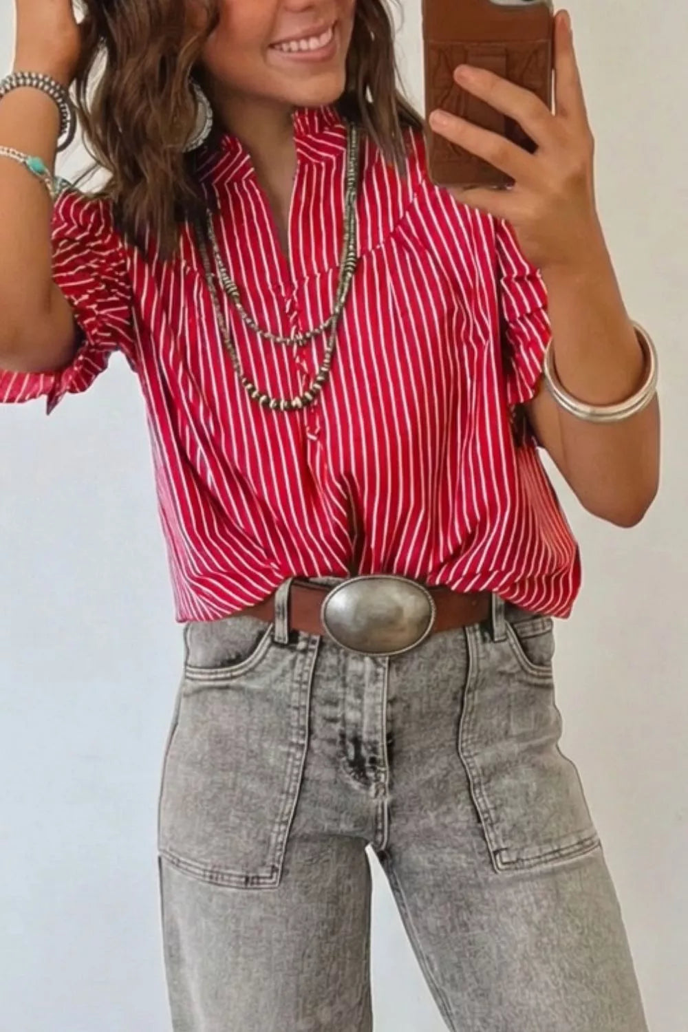 Striped Short Sleeve Shirt - Premium variable from Tooksie - Just $47.99! Shop now at Tooksie