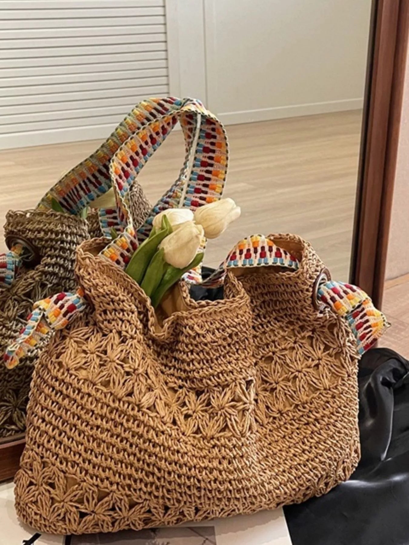 Woven Straw Shoulder Bag - Premium simple from Tooksie - Just $36.99! Shop now at Tooksie