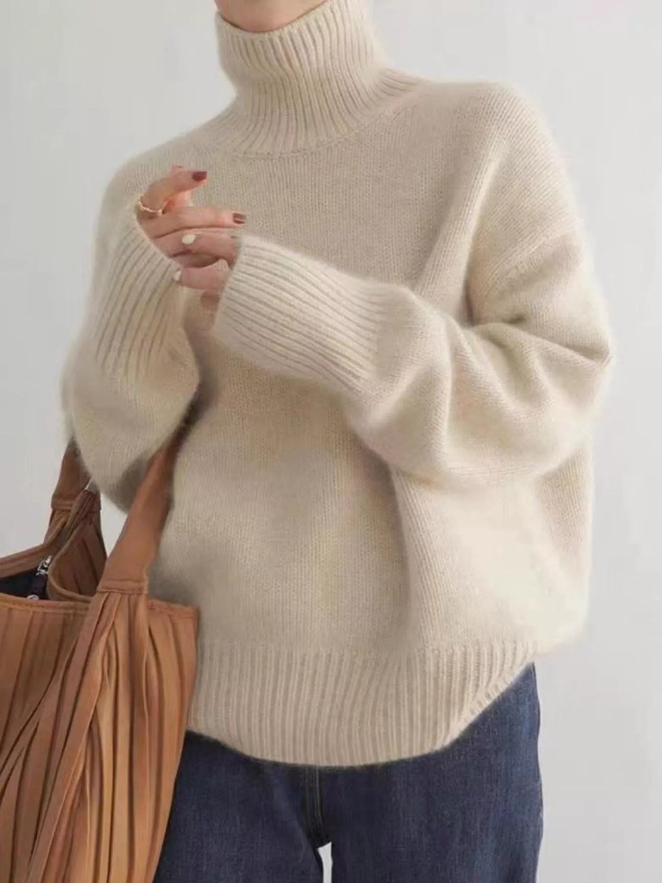 Turtleneck Dropped Shoulder Sweater - Premium variable from Tooksie - Just $35.99! Shop now at Tooksie