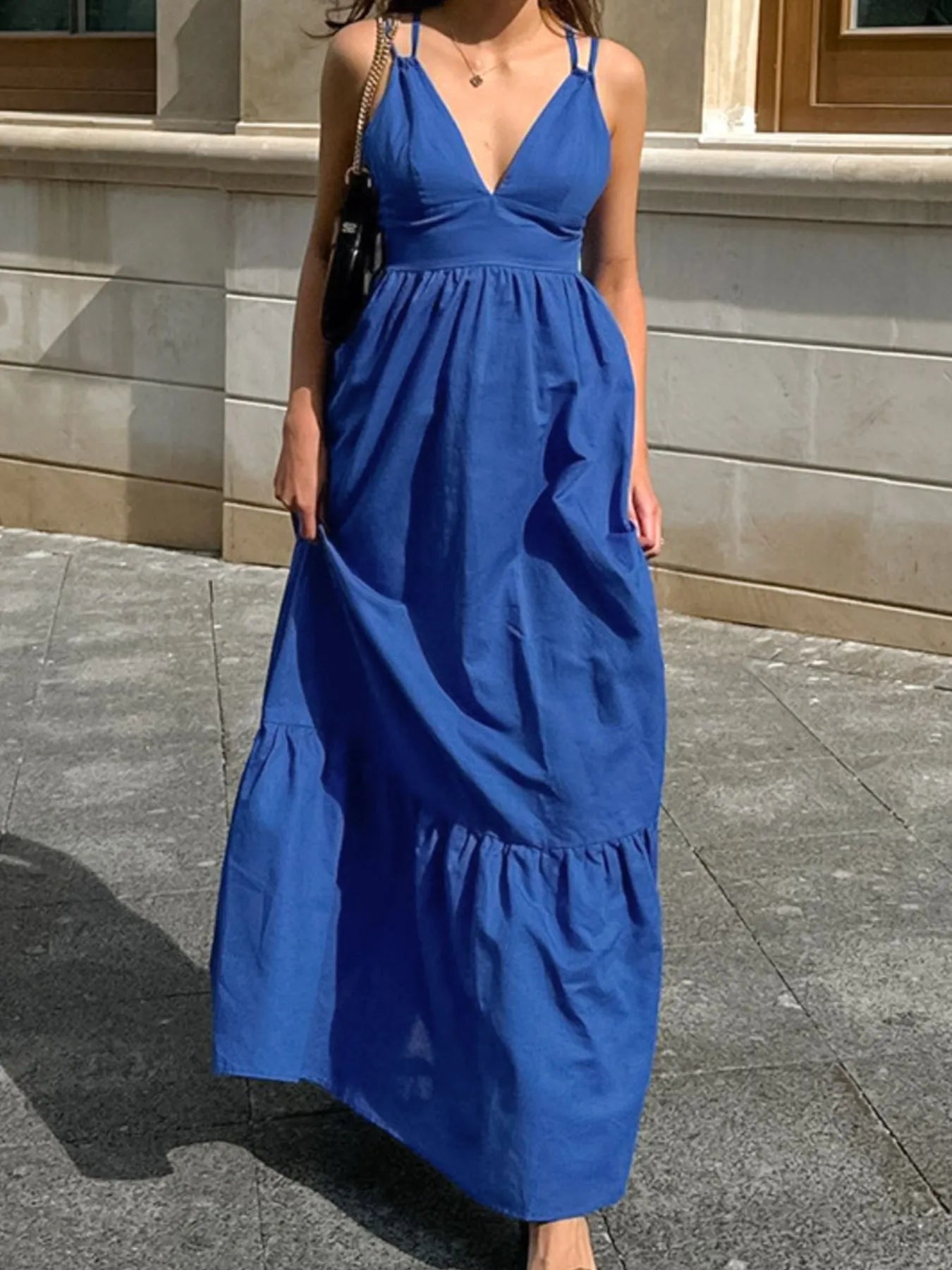 V-Neck Tiered Maxi Cami Dress - Premium variable from Tooksie - Just $45.99! Shop now at Tooksie