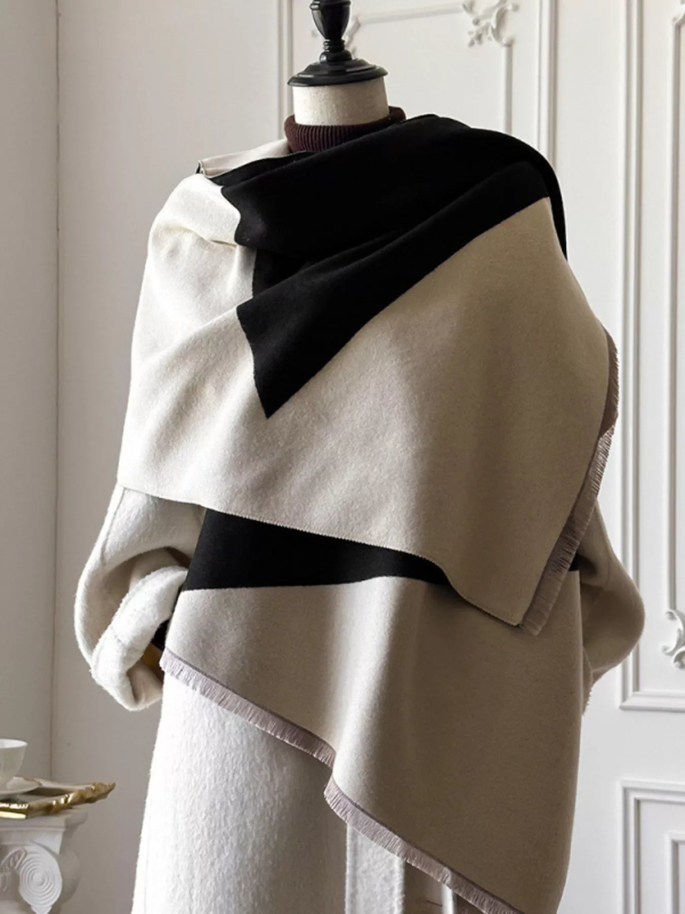 Color Block Raw Hem Scarf - Premium variable from Tooksie - Just $23.99! Shop now at Tooksie