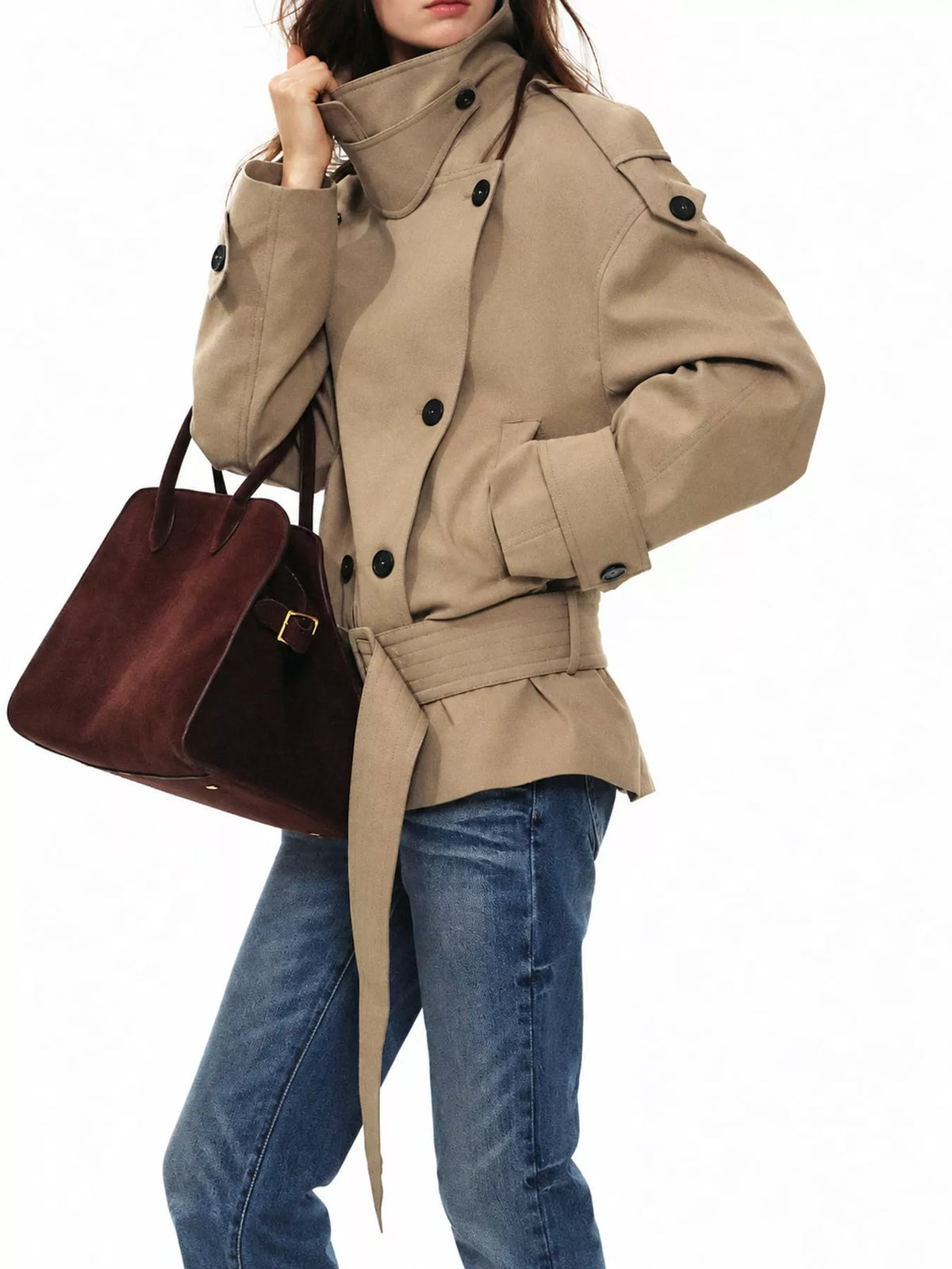 Belted Trench Style Jacket - Premium variable from Tooksie - Just $114.99! Shop now at Tooksie