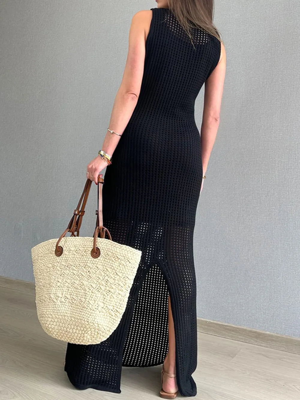Slit Round Neck Cover-Up - Premium variable from Tooksie - Just $37.99! Shop now at Tooksie