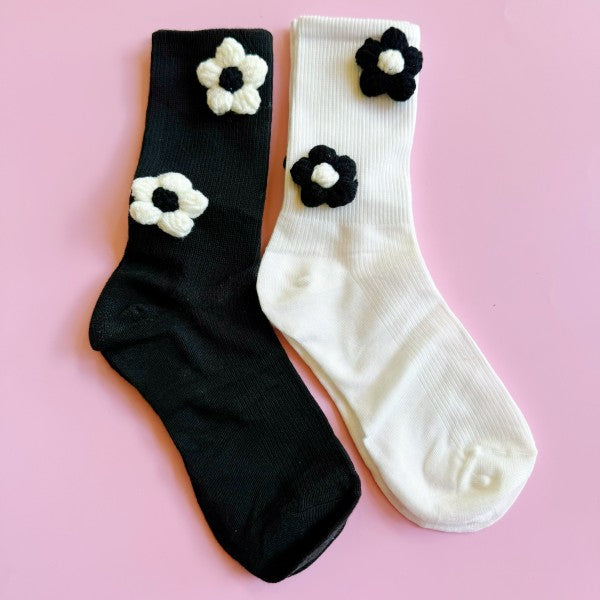 Puffy Daisy Embellished Socks - Premium simple from Tooksie - Just $16.99! Shop now at Tooksie
