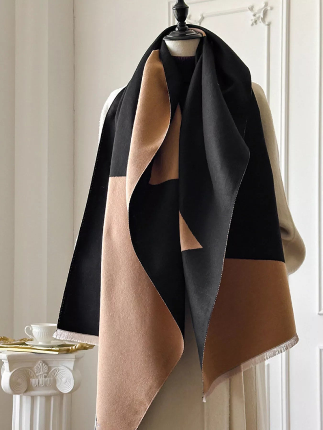 Color Block Raw Hem Scarf - Premium variable from Tooksie - Just $23.99! Shop now at Tooksie