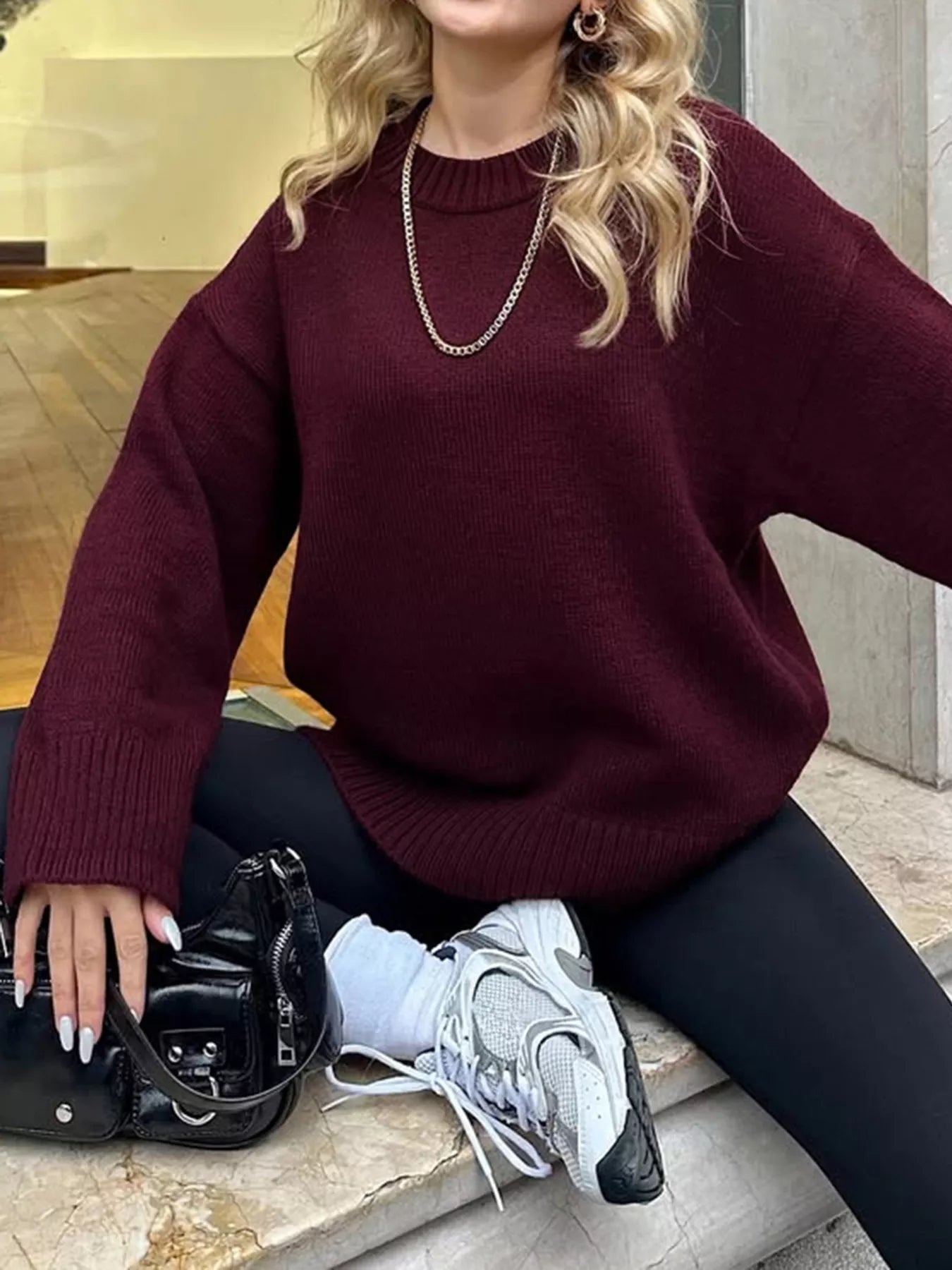 Classic Ribbed Oversized Dropped Shoulder Sweater - Premium variable from Tooksie - Just $47.99! Shop now at Tooksie