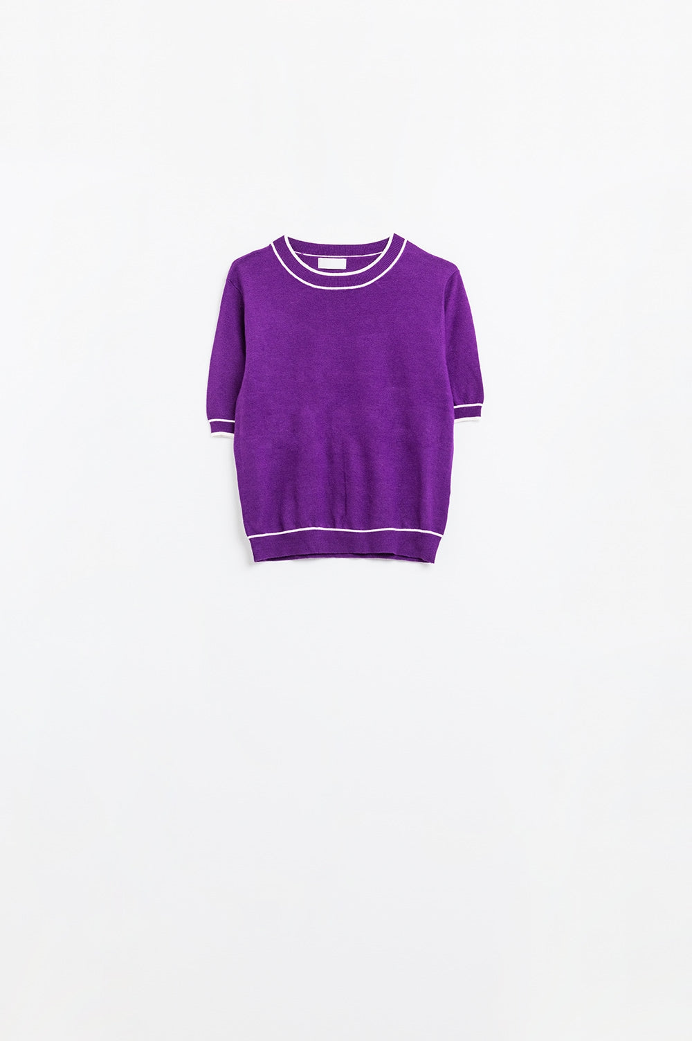 Purple Short Sleeve Crew Neck Sweater - Premium simple from Tooksie - Just $49.90! Shop now at Tooksie