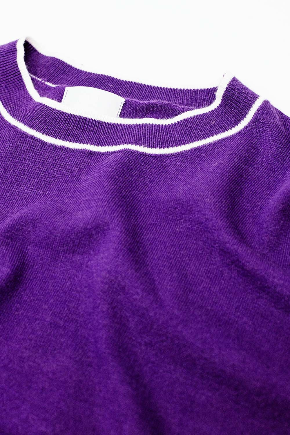 Purple Short Sleeve Crew Neck Sweater - Premium simple from Tooksie - Just $49.90! Shop now at Tooksie