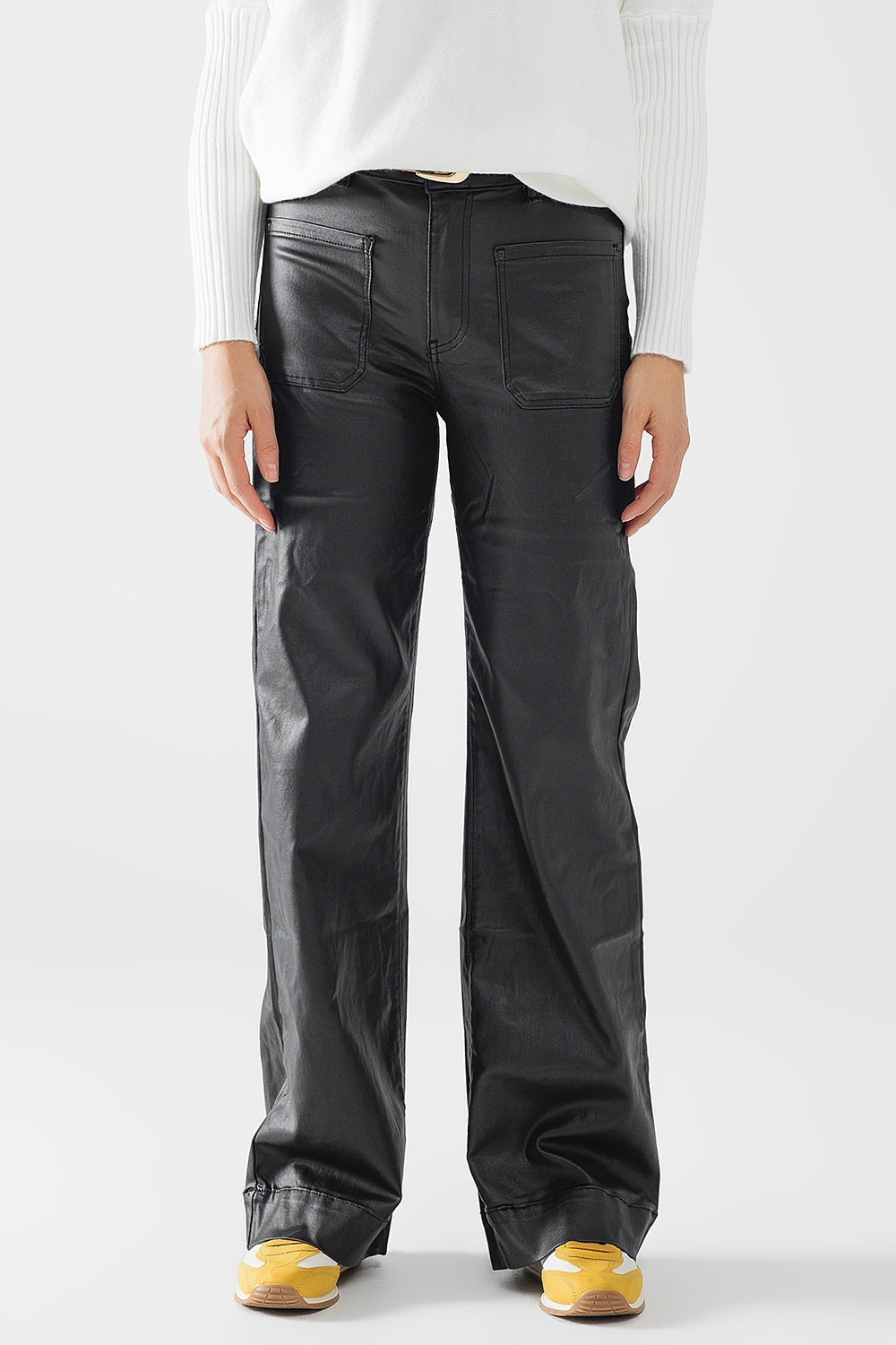 Wide Leg Faux Leather Trousers - Premium variable from Tooksie - Just $74.90! Shop now at Tooksie