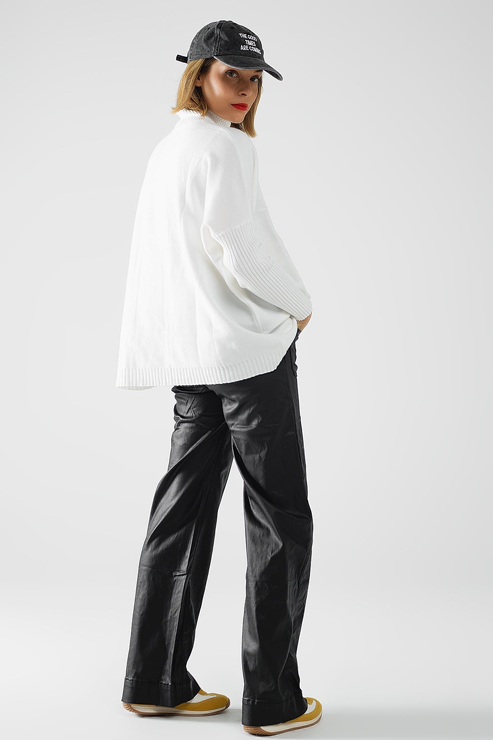 Wide Leg Faux Leather Trousers - Premium variable from Tooksie - Just $74.90! Shop now at Tooksie
