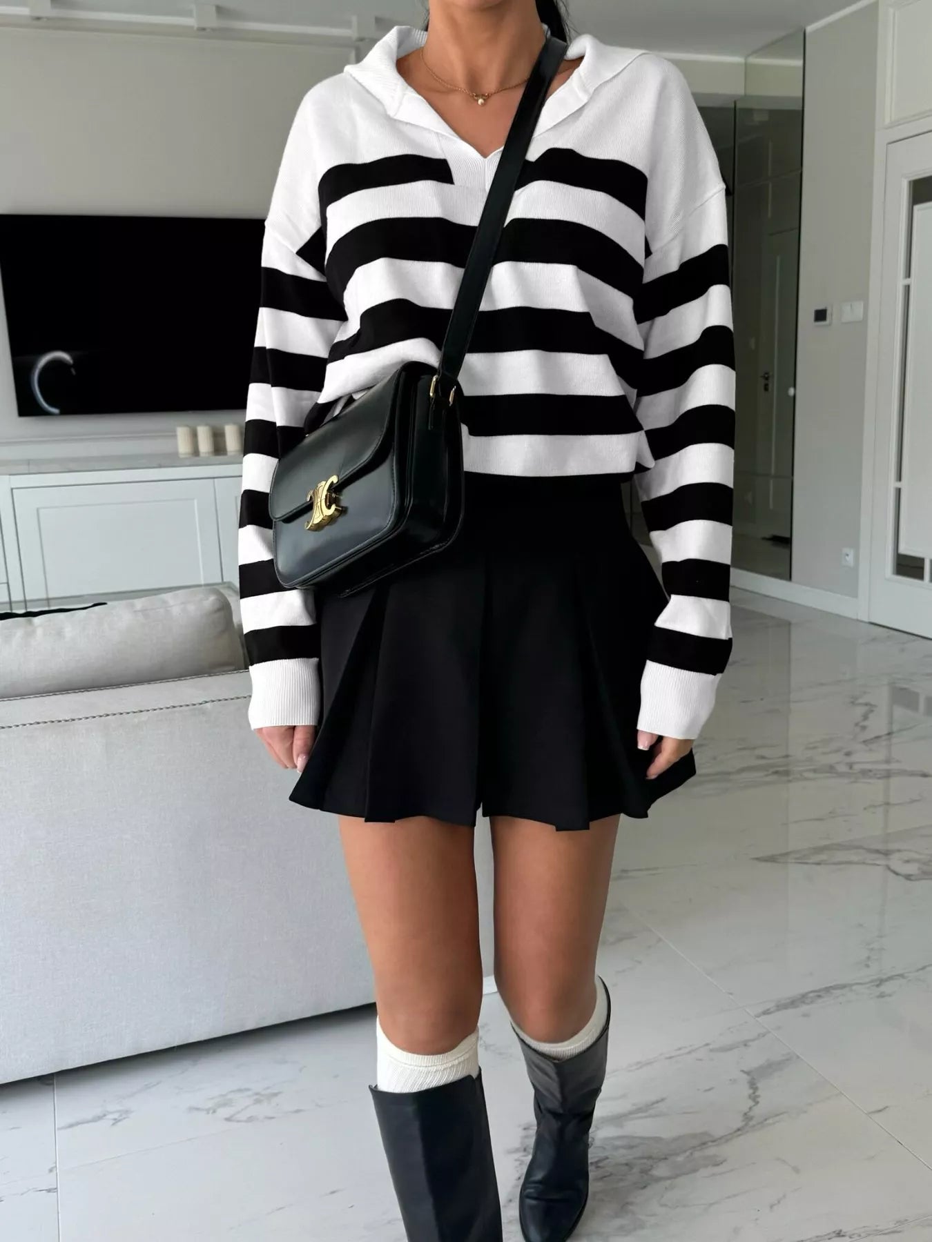 Striped Dropped Shoulder Sweater - Premium variable from Tooksie - Just $48.99! Shop now at Tooksie