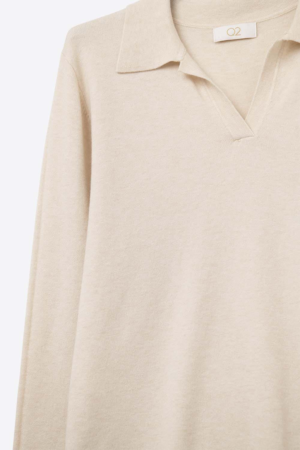 V-Neck Polo Collar Sweater - Premium simple from Tooksie - Just $59.90! Shop now at Tooksie