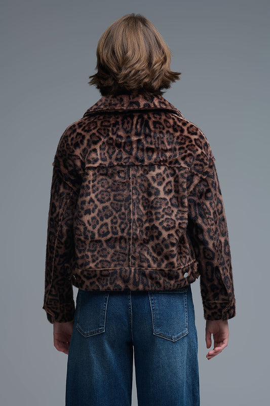 Cropped Faux Fur Leopard Print Jacket - Premium variable from Tooksie - Just $99.90! Shop now at Tooksie