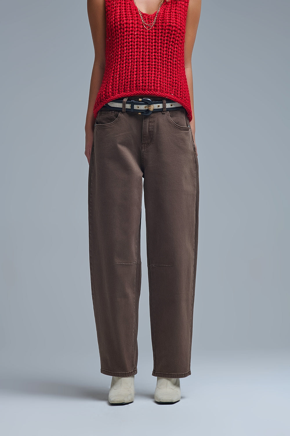 Brown Barrel Leg Jeans - Premium variable from Tooksie - Just $74.90! Shop now at Tooksie